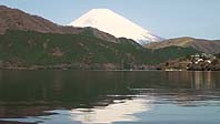 富士山が芦ノ湖の湖面に映り込む・・・
